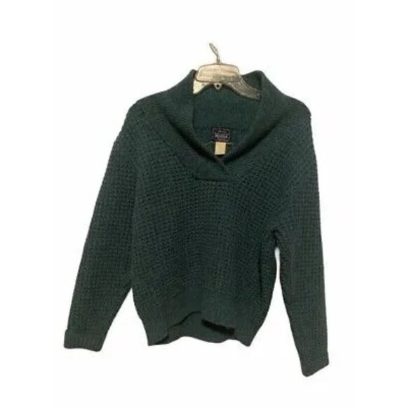 Woolrich Womens Shawl Collar Sweater Size M Green Wool Blend - Picture 1 of 5